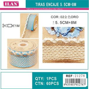 Strisce di pizzo Iln 5,5 cm x 8 m colore oro per decorazioni artigianali - Product Image 3