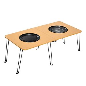 Table de camping pliable portable pour patio, avec grille de cuisson au charbon de bois extensible pour l'extérieur et table à thé - Product Image 6