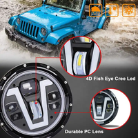 إكسسوارات سيارة ovs 50W 7 بوصة مصابيح أمامية ليد مع إشارة انعطاف DRL على شكل V شعاع منخفض مرتفع لسيارة جيب wransler JK