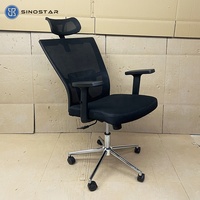Chaise de bureau ergonomique contemporaine avec dossier et appui-tête en maille respirante réglables pour une utilisation en atelier, soutien personnalisé et confortable