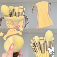 Ensemble de 13 pinceaux de maquillage avec poils en fibres synthétiques, manches en plastique - Pinceaux pour fard à paupières, poudre libre, blush, anticernes - Portable
