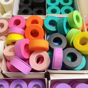 Pita Bulu Mata Warna-warni Biru Hitam Kustom Mikro Busa Hot Pink Pita Kulit Sensitif Gel Silikon untuk Ekstensi Bulu Mata - Product Image 1