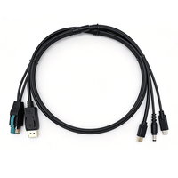 Cable USB 3.0 a DP a DC5525 a Mini DP a USB-C Macho con Carga Rápida de 3A, Material de PVC para Teléfono Móvil