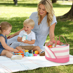 Grand panier à couches en corde de coton, portable, avec séparateur amovible, <span class=keywords><strong>sac</strong></span> de rangement multifonction, organisateur de table pour le rangement des couches de bébé - Product Image 6