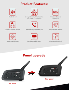 Ejeas V6 2 biniciler dubleks Intercomunicador kablosuz motosiklet kask kulaklık - Product Image 2