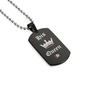 Colgante de plata y negro de acero inoxidable, collar de joyería de pareja de <span class=keywords><strong>su</strong></span> Rey, <span class=keywords><strong>su</strong></span> Reina, novedad de 2021 - Product Image 2