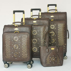 Pvc Lederen Zachte 5 Stks Spinner Reiskoffer Set Met Kosmetische Hoes Pu Huid 4 Wielen 3 Stuks Bruiloft Bagagekoffers - Product Image 4