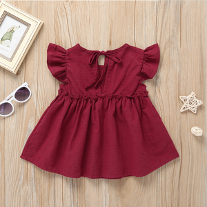 Vestido de niña de <span class=keywords><strong>color</strong></span> liso caliente 100% algodón verano lindo bebé princesa vestido sin mangas para niñ<span class=keywords><strong>as</strong></span> - Product Image 5