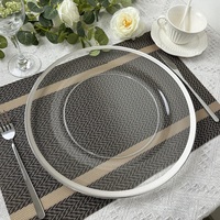 L-112 vente en gros de chargeurs perlés en plastique de haute qualité assiettes événements de fête décoration de table de mariage plaque de chargeur ronde en or