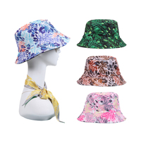 Sombreros unisex de poliéster: diseño abstracto con estampado de hojas tropicales, personalizable