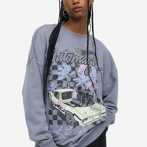 Haute qualité blanc chiné gris goutte épaule coton polaire lourd Logo personnalisé pull surdimensionné sweat pour les femmes - Product Image 1