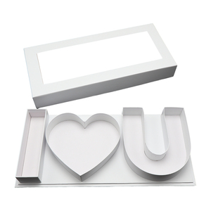 กล่องของขวัญกระดาษสีขาว กล่องรูปหัวใจพร้อมตัวอักษร I Love U สำหรับใส่เค้กและของชำร่วยในงานปาร์ตี้ - Product Image 2