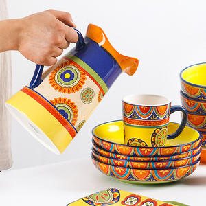 Juego de Vajilla de Cerámica de Gran Tamaño Estilo Tunecino, Tazones Pintados a Mano para la Cena, para el Hogar - Product Image 4