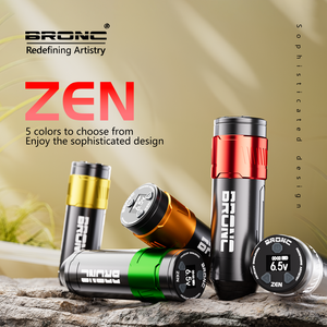 Machine à tatouer sans fil professionnelle Bronc Zen en acier inoxydable, moteur sans noyau, autonomie de 6 à 10 heures, faible consommation - Product Image 2