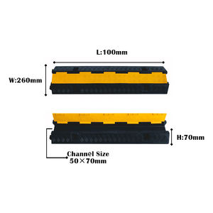 Protecteur de câble en caoutchouc haute visibilité 1000x260x70mm à 1 canal, durable, pour zones industrielles et câblage extérieur - Product Image 3