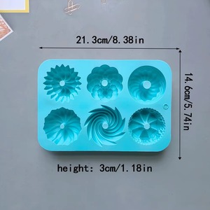 <b>Silicone</b> Donut Baking Molds,Multicolor Doughnut Pans,6-Cavity Designs Donut Flower And Swirl Shaped,Suitable for Baking - Product Image 3