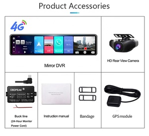 Android 8.1 2G + 32G 4G 12-inch xe gương chiếu hậu kép 1080P máy ảnh GPS NAVI Dash Cam ADAS siêu đêm dòng video ghi - Product Image 2