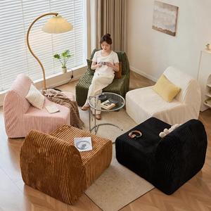 Sofá individual de tela de pana comprimida, diseño nórdico, sillón puf portátil, cómodo, de espuma, para dormitorio - Product Image 4