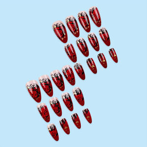 Meilleures ventes : <span class=keywords><strong>Faux</strong></span> <span class=keywords><strong>ongles</strong></span> réutilisables à presser, motif fleur rouge, marque privée, en stock, <span class=keywords><strong>prix</strong></span> <span class=keywords><strong>de</strong></span> gros usine, application sur les doigts - Product Image 2