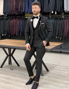 Traje de Novio Negro de 3 Piezas para Hombre, Traje de Boda, Traje de Gala, Blazer Masculino, Terno, Chaqueta + Pantalón + Chaleco - Product Image 4