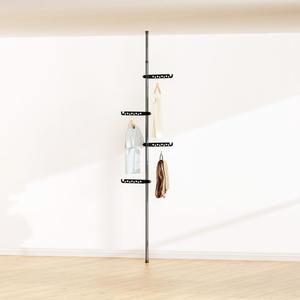 מנגב מודרני רצפה ללא תשלום רצפה מודרני מתכת מתלה טלסקופי מעמד כבד שלוש שכבות בד אחסון מתלה מתכווננת פתוח - Product Image 2