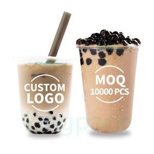 Vaso Desechable Personalizado de Fábrica 90-380/500/700U con Logotipo Impreso, en Forma de U, Transparente, Esmerilado, para Bebidas Frías y Calientes, con Tapa - Product Image 5