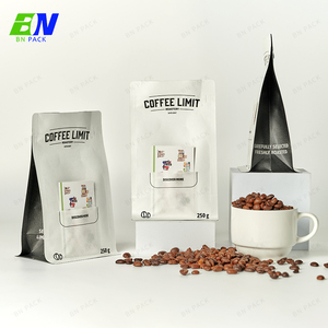 工場カスタム印刷低MOQグラムスタンドアップコーヒーバッグ平底250g 1kgコーヒーバッグバルブとジッパー豆付き