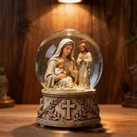 Globe à neige en résine avec figurines religieuses, peint à la main, écologique, personnalisable OEM pour églises (chrétien, Bouddha, hindou)