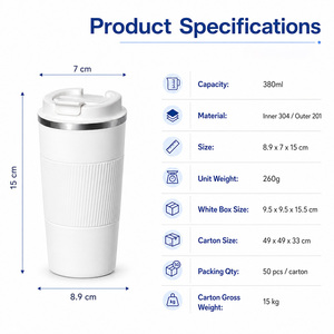 Taza de Café Aislada de Doble Pared de 350 ml con Logotipo Personalizado al por Mayor, Taza de Viaje Portátil de Acero Inoxidable para Regalos Empresariales - Product Image 3