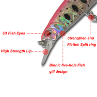 Leurre de pêche LUTAC Diving Long Lip Trolling Minnow avec yeux 3D en ABS pour la pêche en eau salée, gros gibier, carpes et barres, poids 16g, hameçons inclus