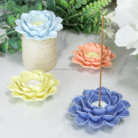 Encensoir en céramique F020 de 15 cm, fleur blanche artificielle, décoration d'intérieur, brûleur d'encens pour salle de bain