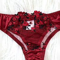 Ensemble de lingerie en dentelle pour femmes, sexy, rouge vin, satin, broderie florale, ensemble soutien-gorge et culotte pour femmes, nuit exotique, vente en gros OEM ODM