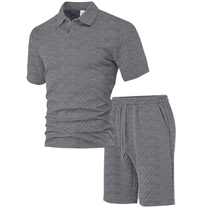 Conjunto de Dos Piezas para <span class=keywords><strong>Hombre</strong></span>, Verano, Estilo Europeo Americano, Nuevo, Tejido Transpirable, Cuello Polo, Manga Corta, Casual, Deportivo, Delgado - Product Image 2