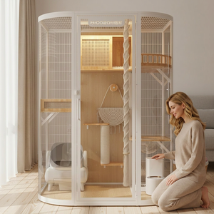 Villa Moderna <span class=keywords><strong>para</strong></span> Gatos de Interior, Mueble de Lujo de Madera Sólida con Gran Espacio, Vidrio Templado y Múltiples Niveles <span class=keywords><strong>para</strong></span> Gatos Grandes, Uso Doméstico - Product Image 2