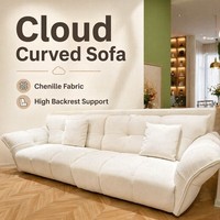 Nouvel Arrivage Canapé pour Salon, avec Support Cervical, Accoudoirs Courbes en Forme de Nuage, Rembourrage Textile Moelleux et Confortable, pour Condominium