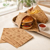 Feuilles de papier kraft imprimées sur mesure, résistantes à la graisse, pour l'emballage alimentaire des sandwichs, des hamburgers, des produits de boulangerie, des restaurants et des plats à emporter
