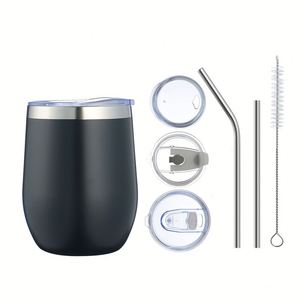 Mini 350ml 304 Stainless Steel U-Shaped Cup Double Wall Wine Tumbler with Lid for Families to Keep Hot or Cold Simple Design - Product Image 2