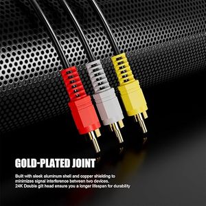 สายเคเบิลคอมโพสิต 3RCA ชายต่อ 3RCA ชาย ชุบทอง สำหรับทีวี ดีวีดี แอมพลิฟายเออร์ ระบบลำโพง - Product Image 2