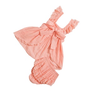 Ensemble de vêtements en dentelle pour bébés filles, barboteuses de haute qualité, vêtements de boutique pour filles, 100 % coton, sans manches - Product Image 3