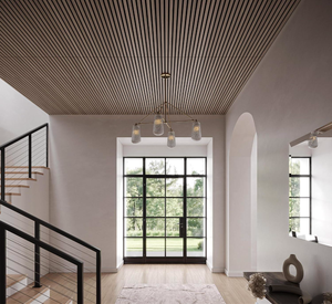 Pannelli Acustici Decorativi Akupanels in Legno Impiallacciato <span class=keywords><strong>MDF</strong></span> con Doghe e Fogli in Feltro PET per Soffitto e Parete - Product Image 4