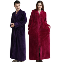 Peignoir à fermeture éclair pour femmes et hommes, peignoir long en peluche épais et chaud à motif diamant pour hôtel, vente en gros