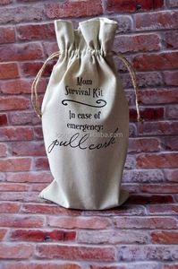 Bolsa con cordón de arpillera Personalizar Bolsa de vino de lino - Product Image 5