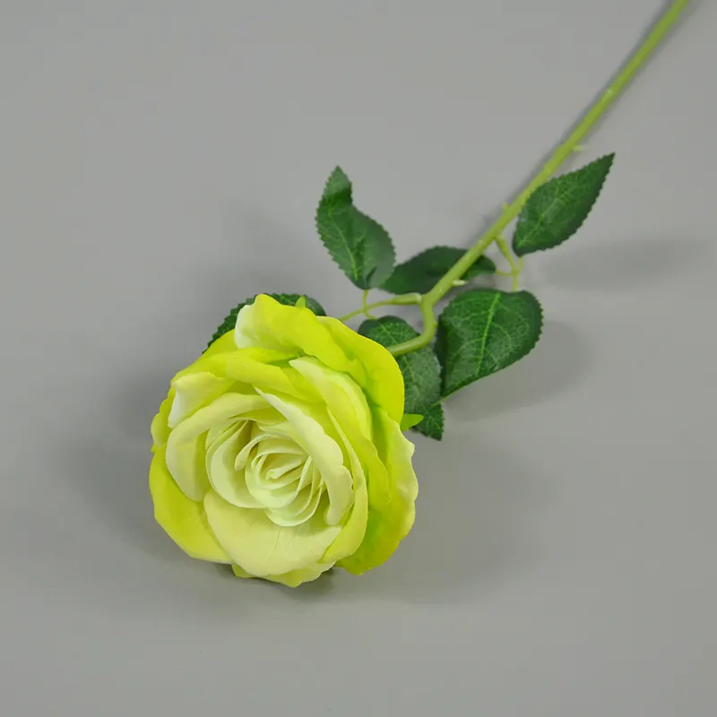Лидер продаж, искусственный цветок с одним стеблем, бархатная Роза, белая роза, для свадебного украшения, рождественские декоративные украшения