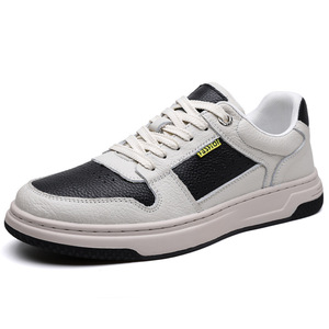 Wokrey Men's Genuine <b>Leather</b> Casual <b>Sneakers</b> Round Toe Breathable Rubber Outsole Summer Lace-up Fashion Shoes - Product Image 5