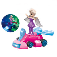 Poupée électrique 5D à lumière clignotante de style dessin animé jouets à piles voiture de marche avec musique universelle pour les filles