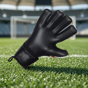 Gants de gardien de but en latex noir et jaune fluo, design personnalisé, avec latex allemand de 4 mm, coupe négative et sangle. - Product Image 6