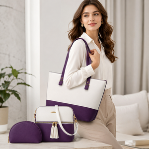 Women Tote Bag Set Three Piece <b>Handbag</b> Large Capacity Shoulder Bag Shopping Purse with <b>Small</b> Pouch and Round Coin Case - Product Image 3
