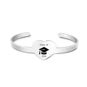 Ywganggu Creative Sweet Heart Stainless Steel Bangle Bracelet Stainless Steel Thin Bangle Commemorative Gift For Graduation