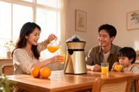 Presse-agrumes électrique, extracteur de jus de fruits, machine à jus d'orange, moteur AC, fonction inversée, compatible lave-vaisselle, usage domestique, support en espagnol
