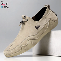 Mocasines de Cuero Antideslizantes para Hombre, Zapatos Casuales de Moda, Forro de Cuero Genuino, Talla Grande, Corte Bajo, para Primavera, Verano y Otoño